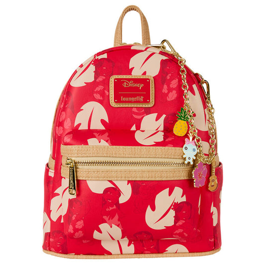 Mochila roja Disney Stitch Loungefly con cadena y charms
