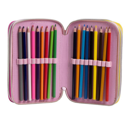 Plumier triple Barbie CERDÁ rosa con material escolar - 3