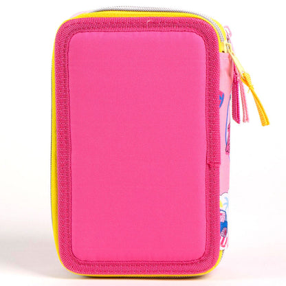 Plumier triple Barbie CERDÁ rosa con material escolar - 4