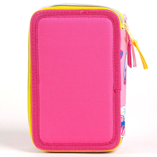 Plumier triple Barbie CERDÁ rosa con material escolar - 4