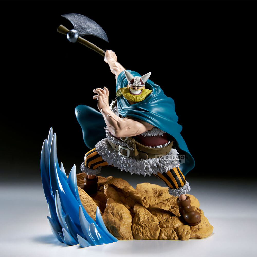 Figura de Brogy de One Piece con hacha sobre una base rocosa - 2