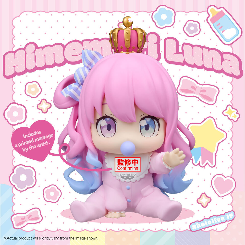 Figura Himemori Luna Holobabies de Hololive con corona y cabello rosa - 2