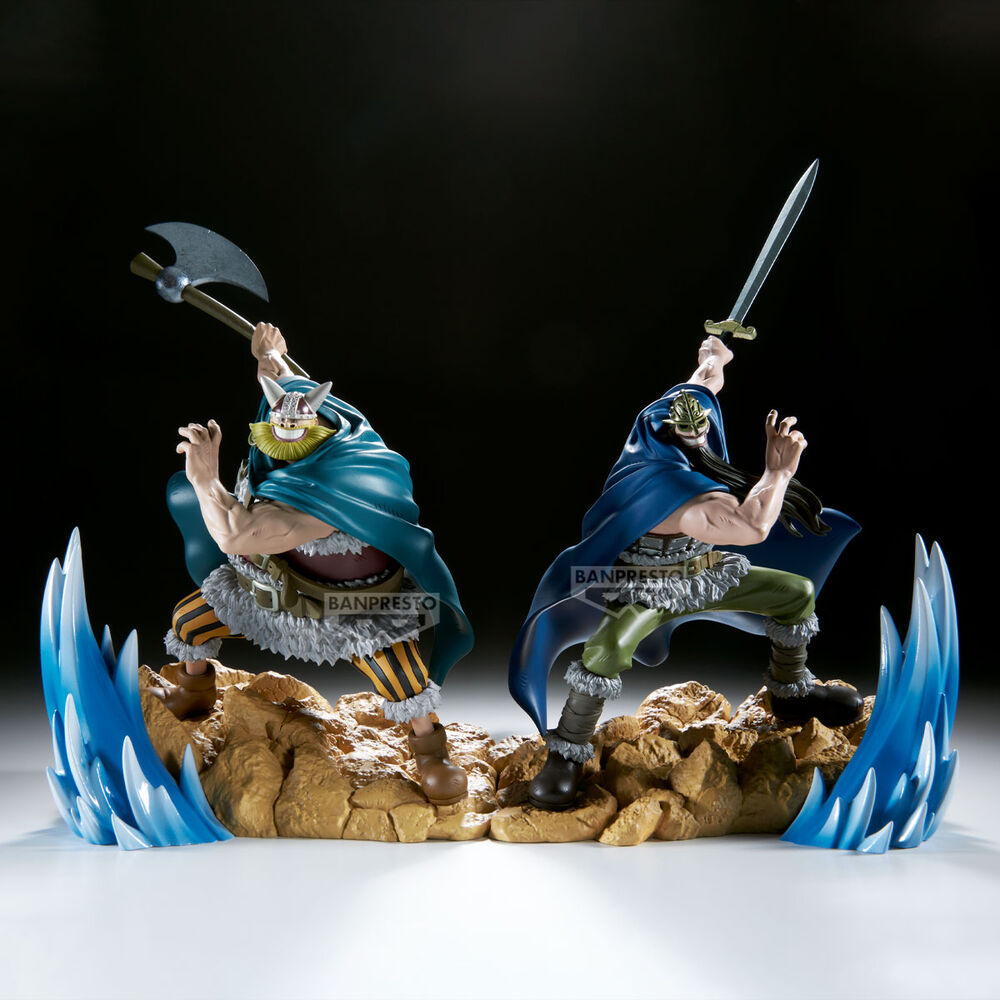 Figura de Brogy de One Piece con hacha sobre una base rocosa - 5