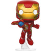 Figura Funko POP! de Iron Man con armadura roja y dorada sobre base transparente