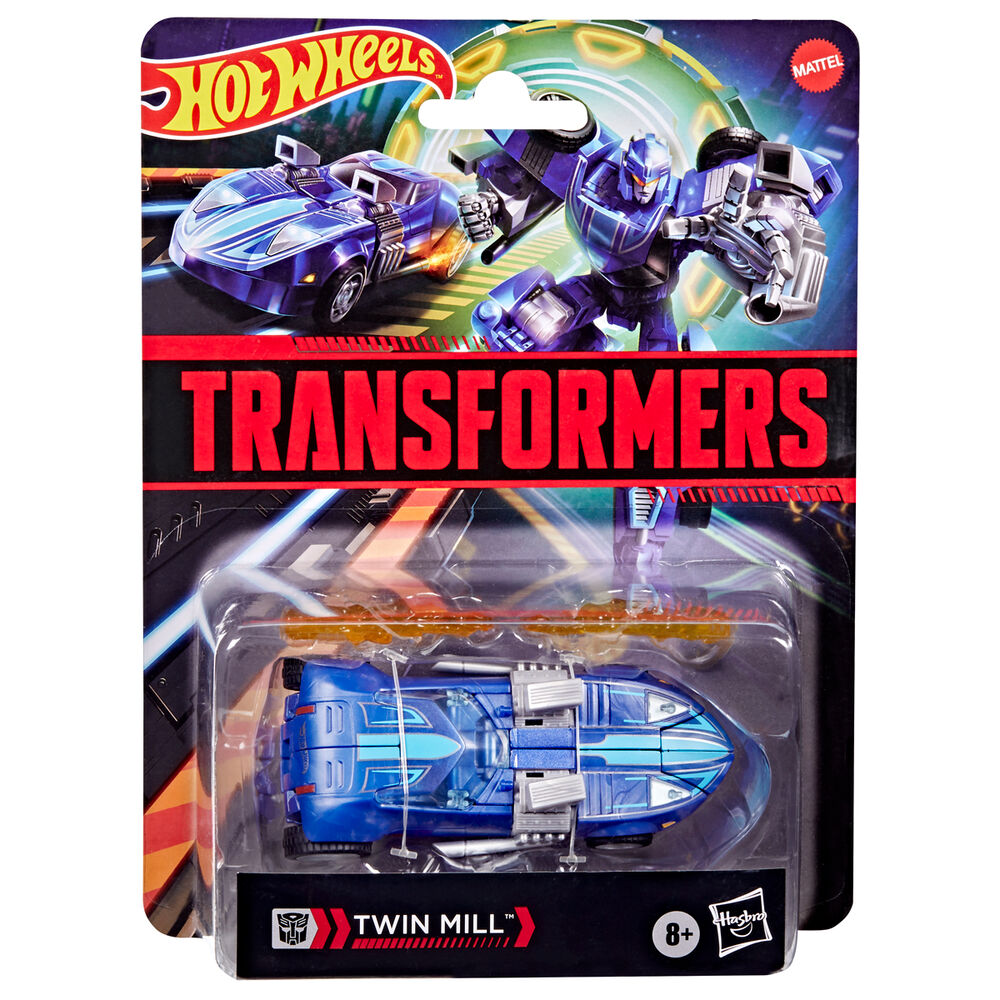 Coche Hot Wheels Transformers Twin Mill azul en blíster