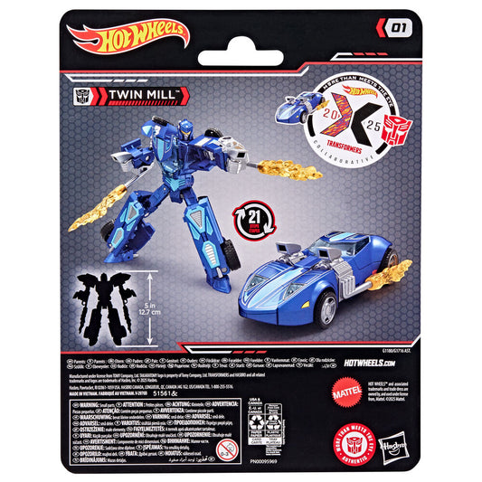Coche Hot Wheels Transformers Twin Mill azul en blíster - 4