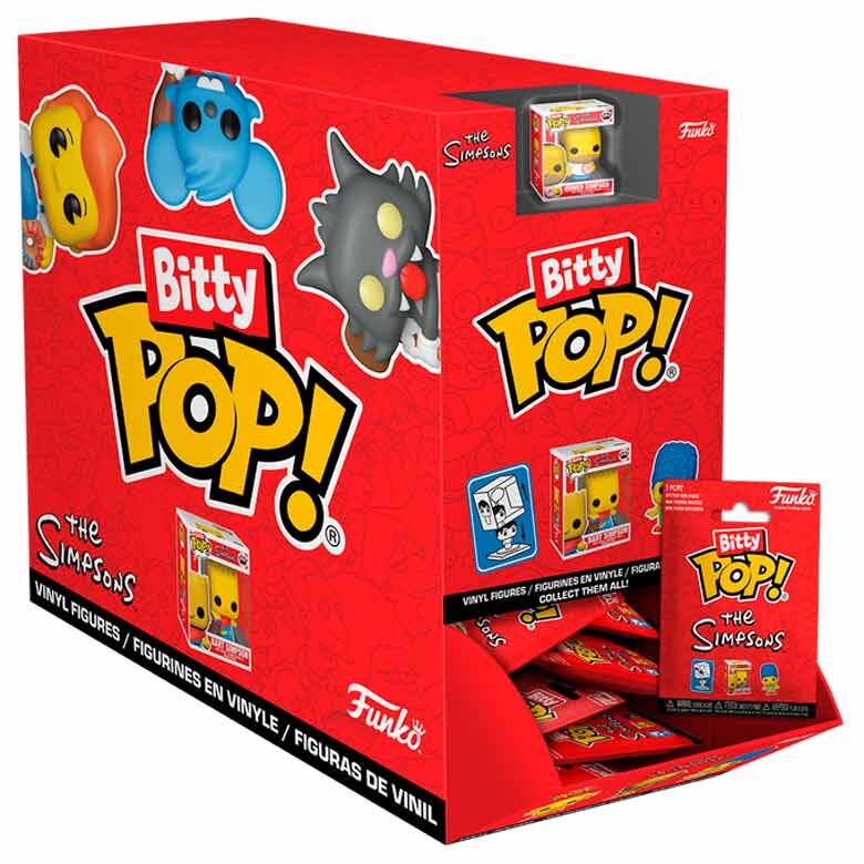 Figura Mystery Bitty POP! de Los Simpson de FUNKO en expositor rojo