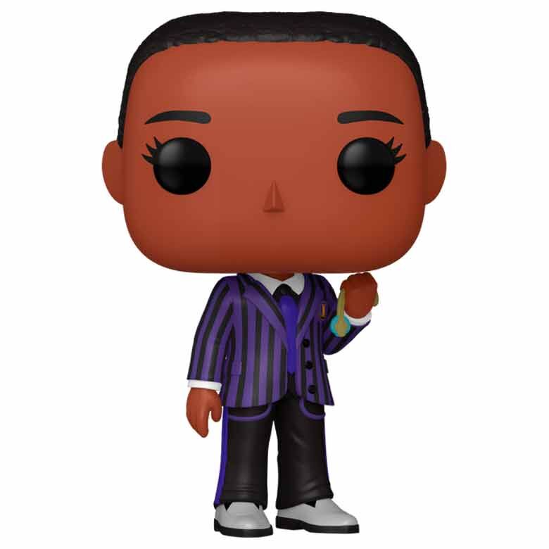 Figura Funko POP! de Bianca Barclay con traje a rayas moradas y negras