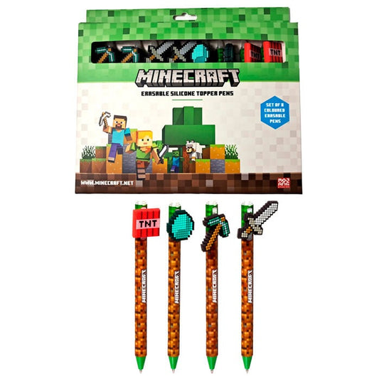 Blíster de 8 bolígrafos borrables de colores Minecraft