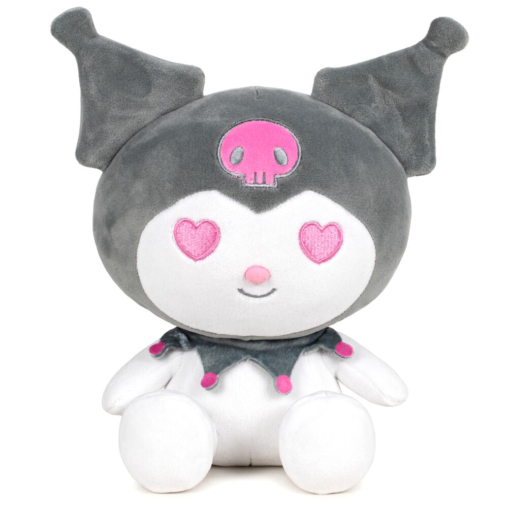 Peluche Kuromi Grey de Hello Kitty en gris, blanco y rosa