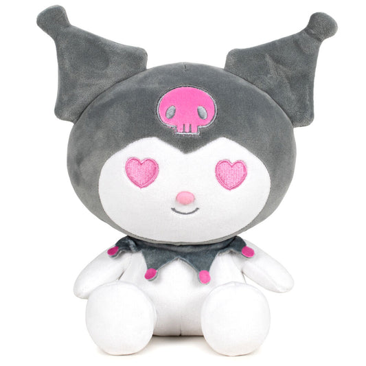 Peluche Kuromi Grey de Hello Kitty en gris, blanco y rosa