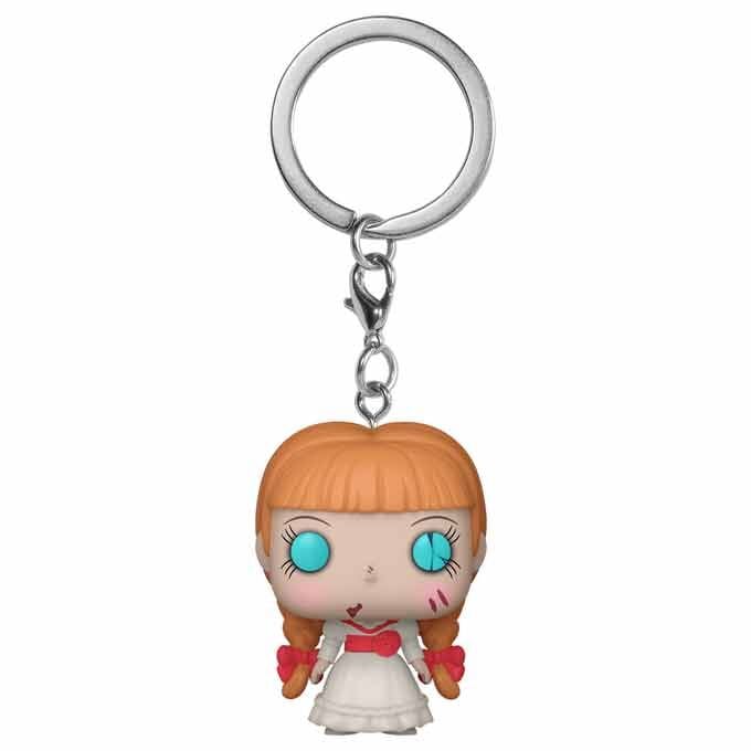 Llavero FUNKO Pocket POP! de Annabelle con vestido blanco y lazo rojo