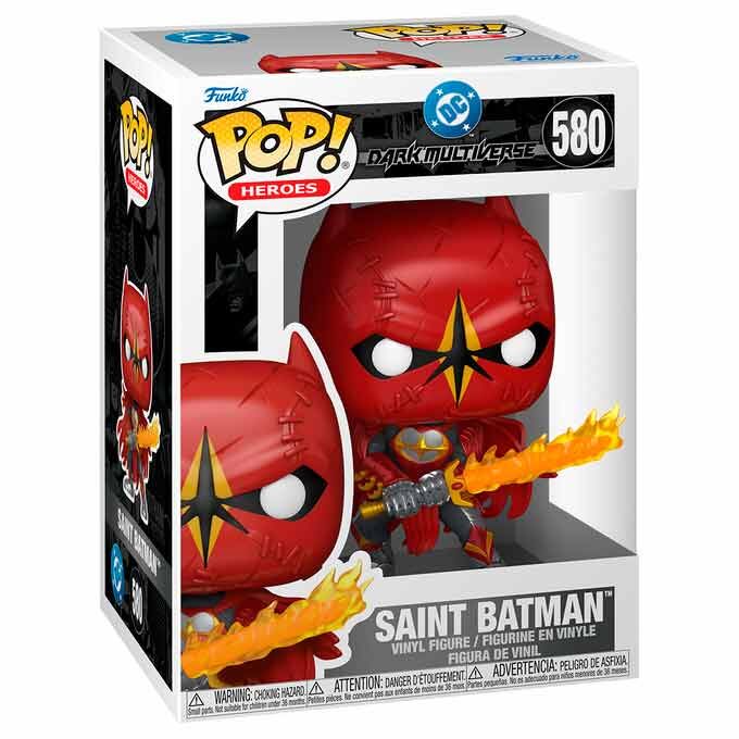 Figura Funko POP! Dark Multiverse Saint Batman con máscara roja, capa y arma llameante - 2