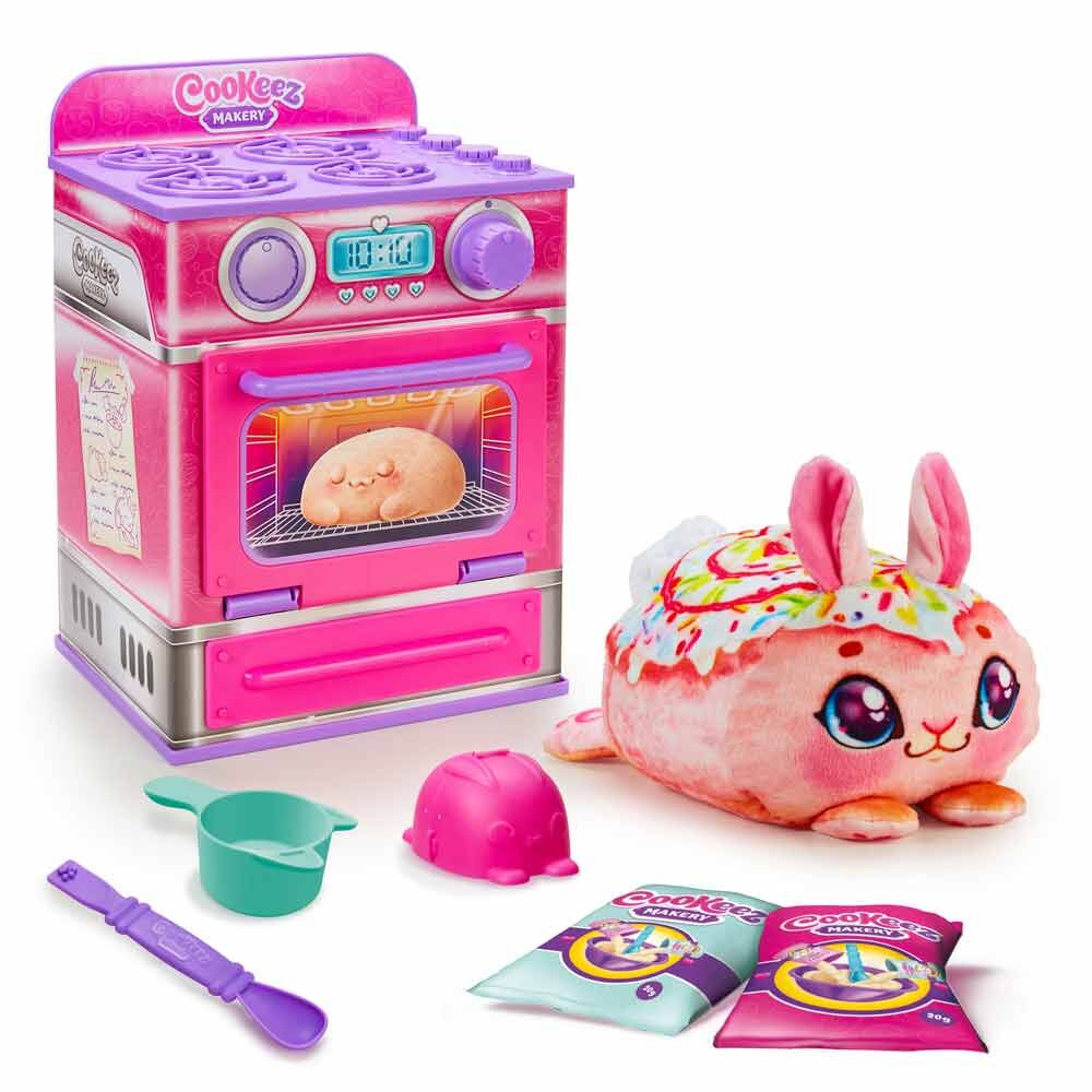 Horno Cookeez Makery rosa con peluche interactivo de conejito y accesorios