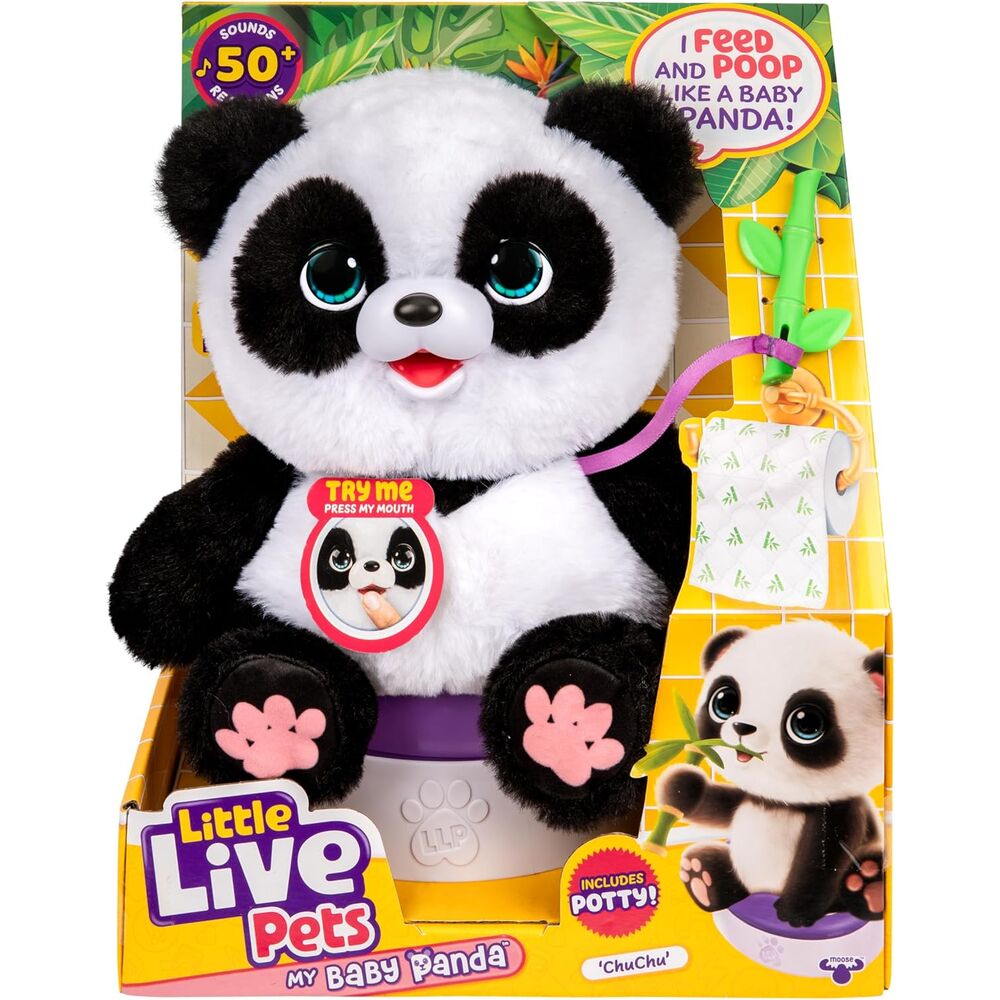 Mi Bebé Panda Little Live Pets sentado en su orinal