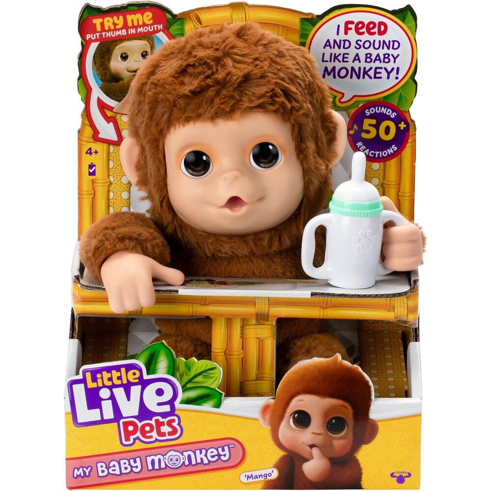 Little Live Pets My Baby Monkey Mango con biberón