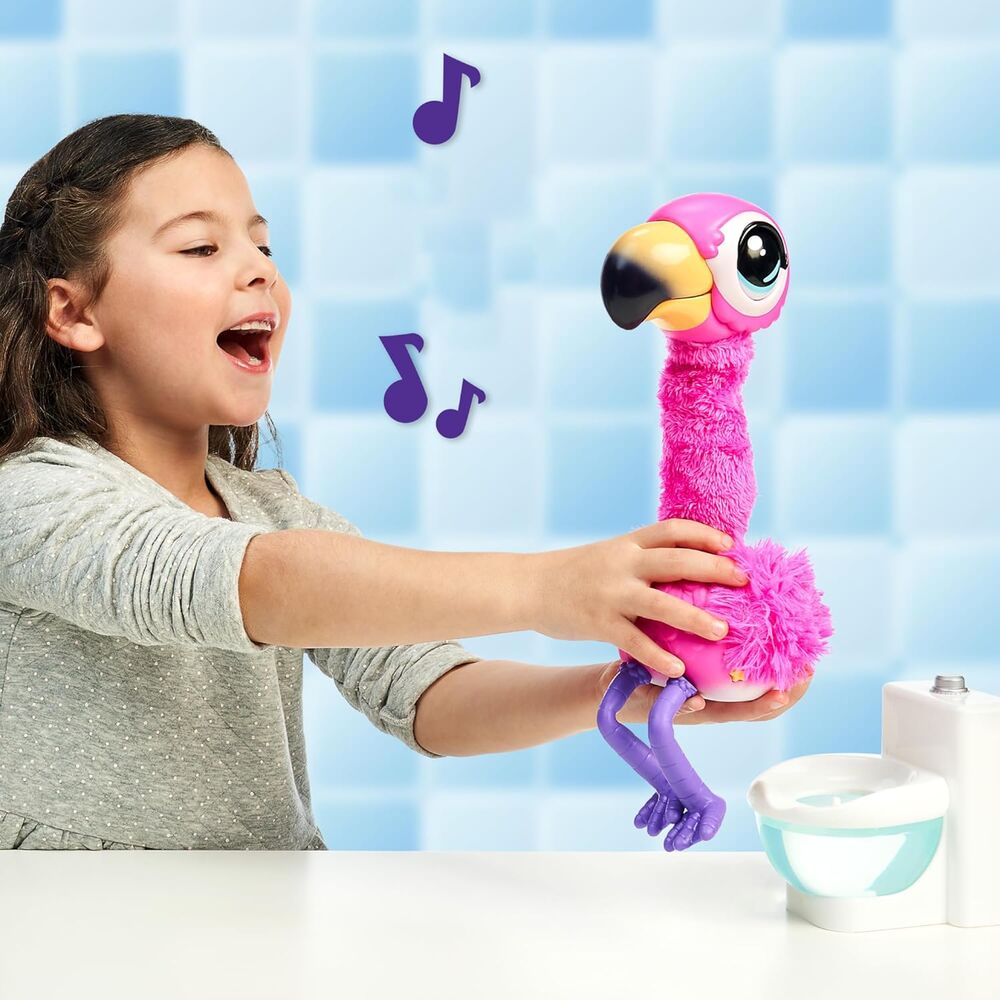 Flamenco interactivo rosa Gotta Go Flamingo de Little Live Pets con su inodoro - 4