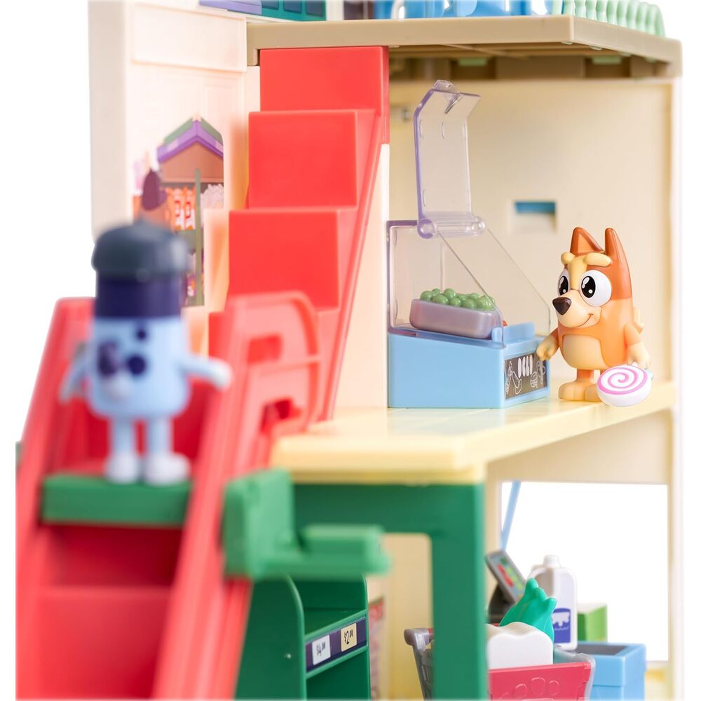 Supermercado de juguete Bluey con figuras, escalera y tobogán - 3