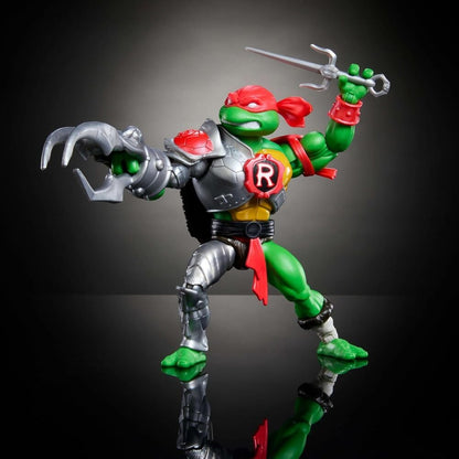 Figura articulada de Raphael Turtles of Grayskull con armadura y espadas sai