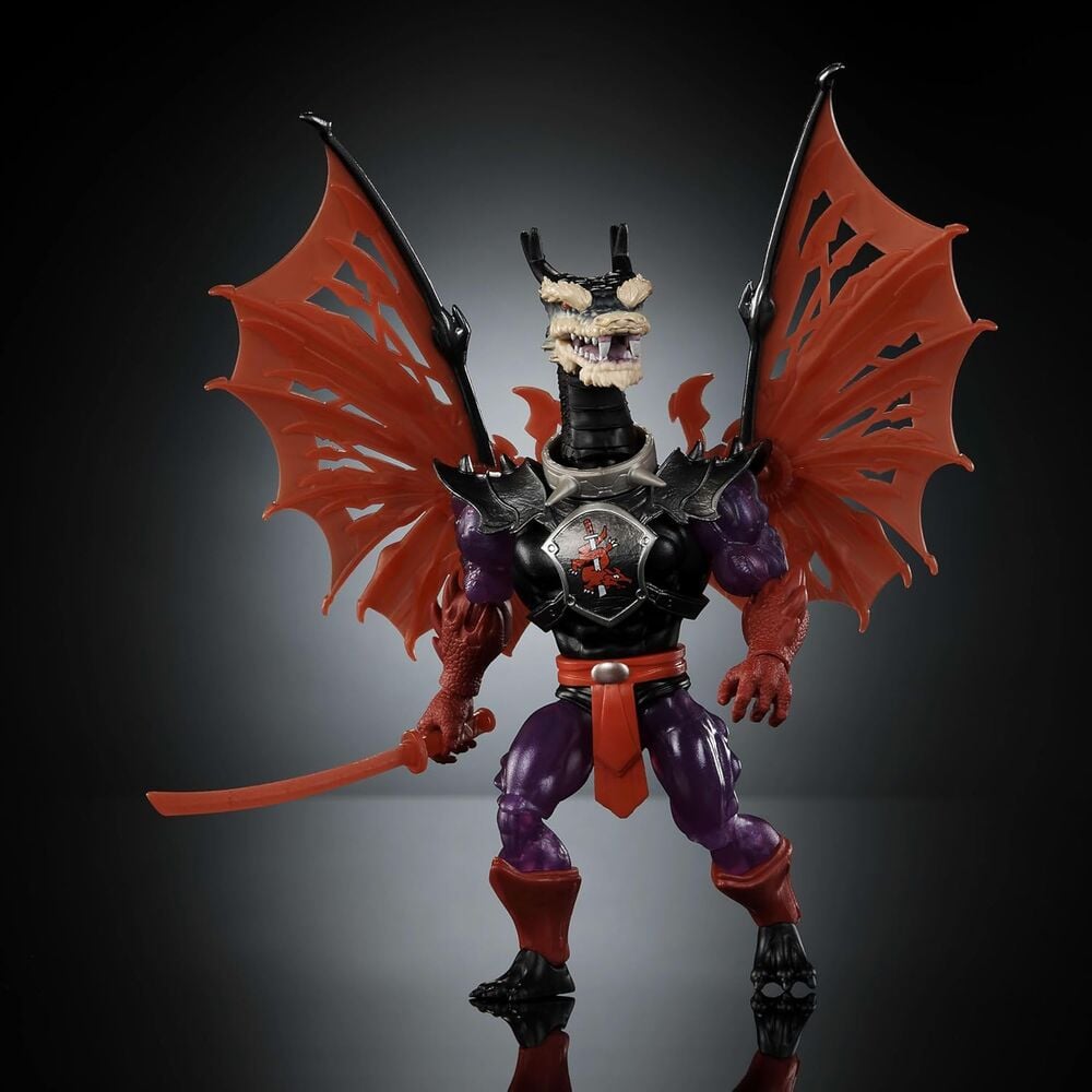 Figura Mutated Ninjor de Turtles of Grayskull con alas translúcidas y espada