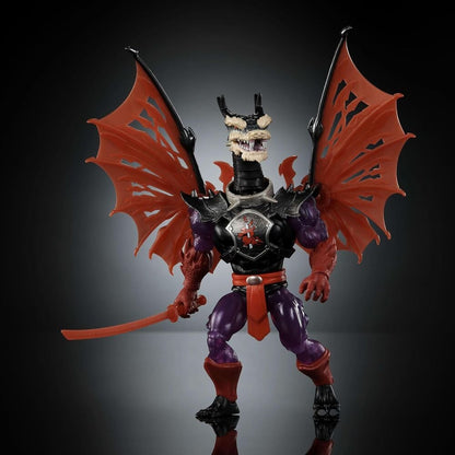 Figura Mutated Ninjor de Turtles of Grayskull con alas translúcidas y espada