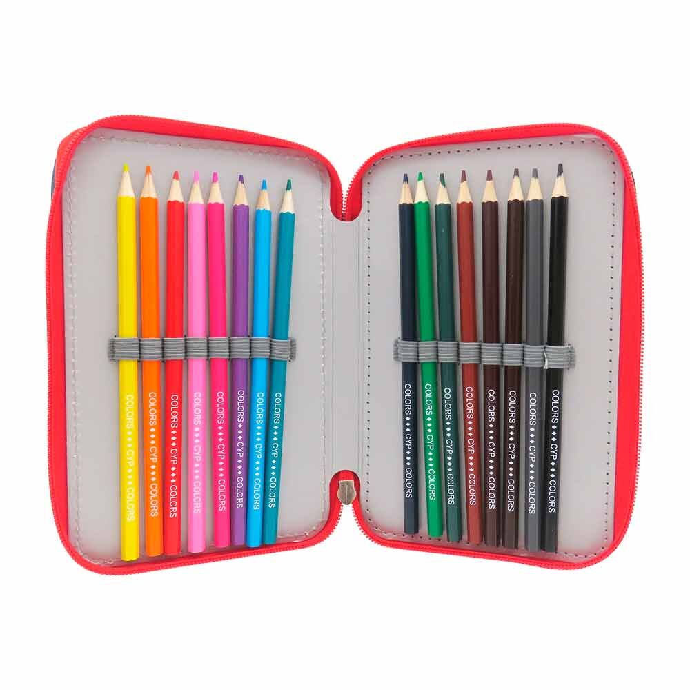 Plumier triple del Atlético de Madrid azul marino, rojo y blanco con escudo - 4