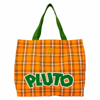 Bolsa shopping LoungeFLY de Pluto Disney con cuadros naranjas y asas verdes - 3