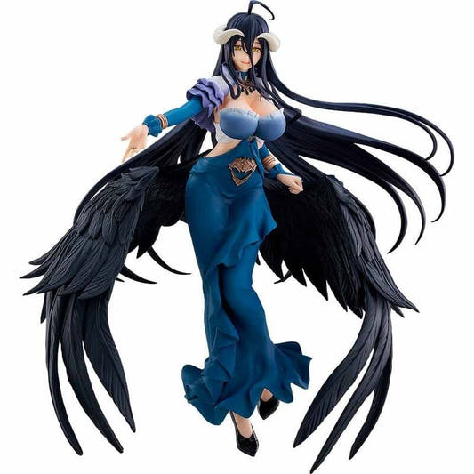 Figura Pop Up Parade de Albedo de Overlord con vestido azul oscuro y grandes alas negras