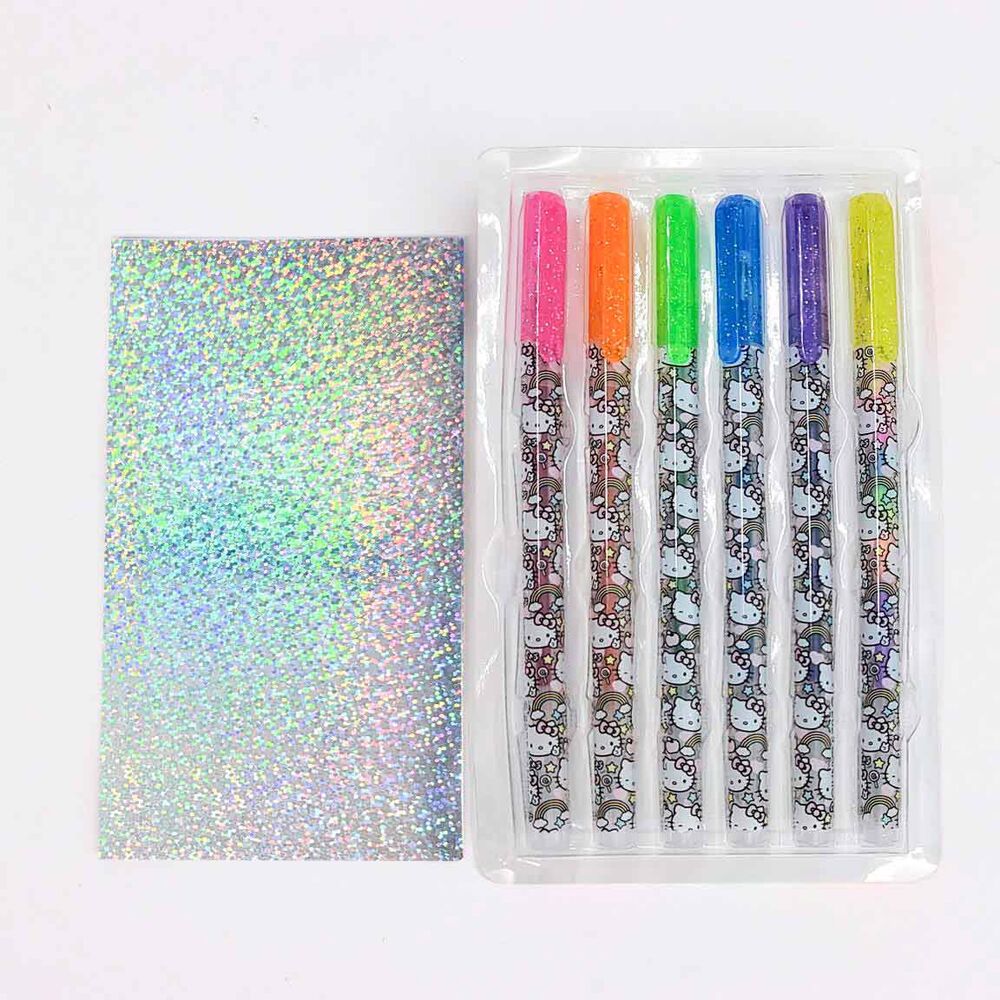 Blíster de seis bolígrafos de gel Hello Kitty con diseños florales - 3