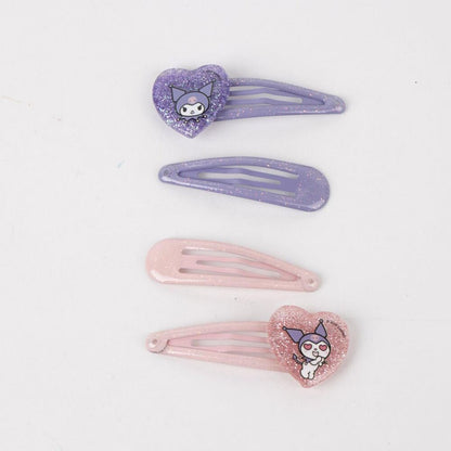 Set de accesorios para el pelo Kuromi con pinzas y coleteros morados - 5