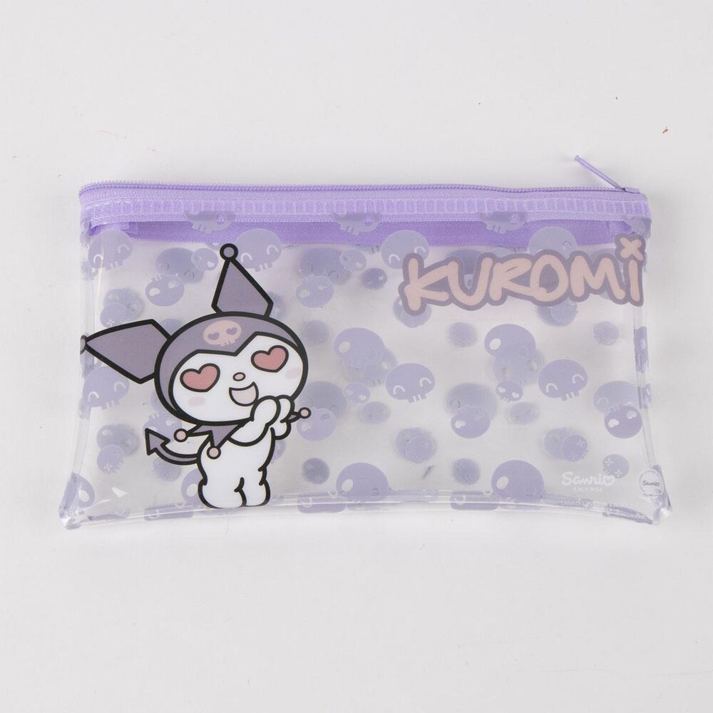 Set de accesorios para el pelo Kuromi con pinzas y coleteros morados - 3