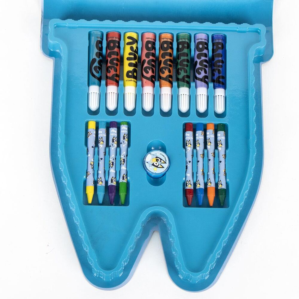 Set de papelería para colorear Bluey CERDÁ en bandeja azul - 5