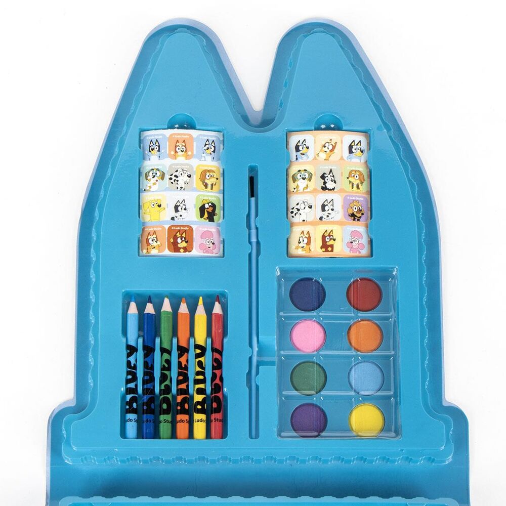 Set de papelería para colorear Bluey CERDÁ en bandeja azul - 4