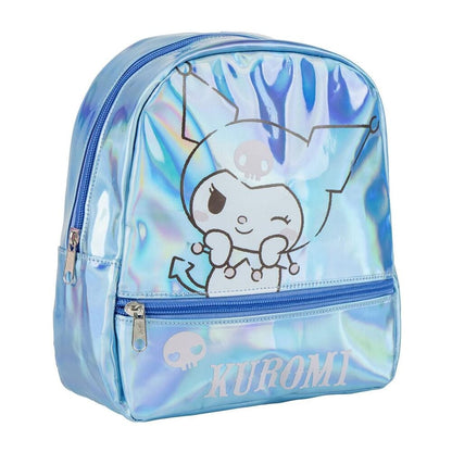 Mochila iridiscente azul de Kuromi con bolsillo frontal