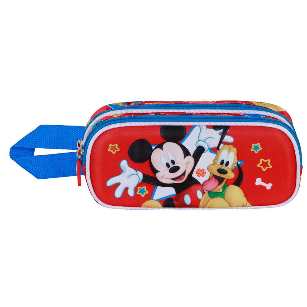 Portatodo 3D rojo de Mickey y Pluto Disney con dos compartimentos - 3