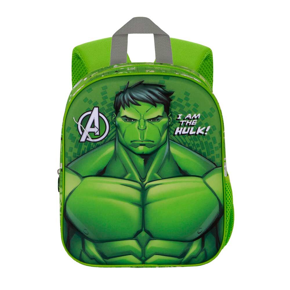 Mochila preescolar 3D verde de Hulk Marvel con bolsillo lateral de malla - 3