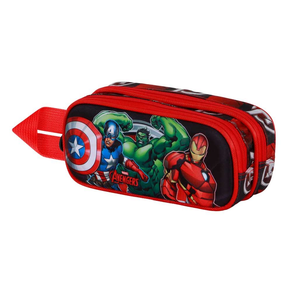 Portatodo 3D doble de Los Vengadores con Capitán América, Hulk e Iron Man
