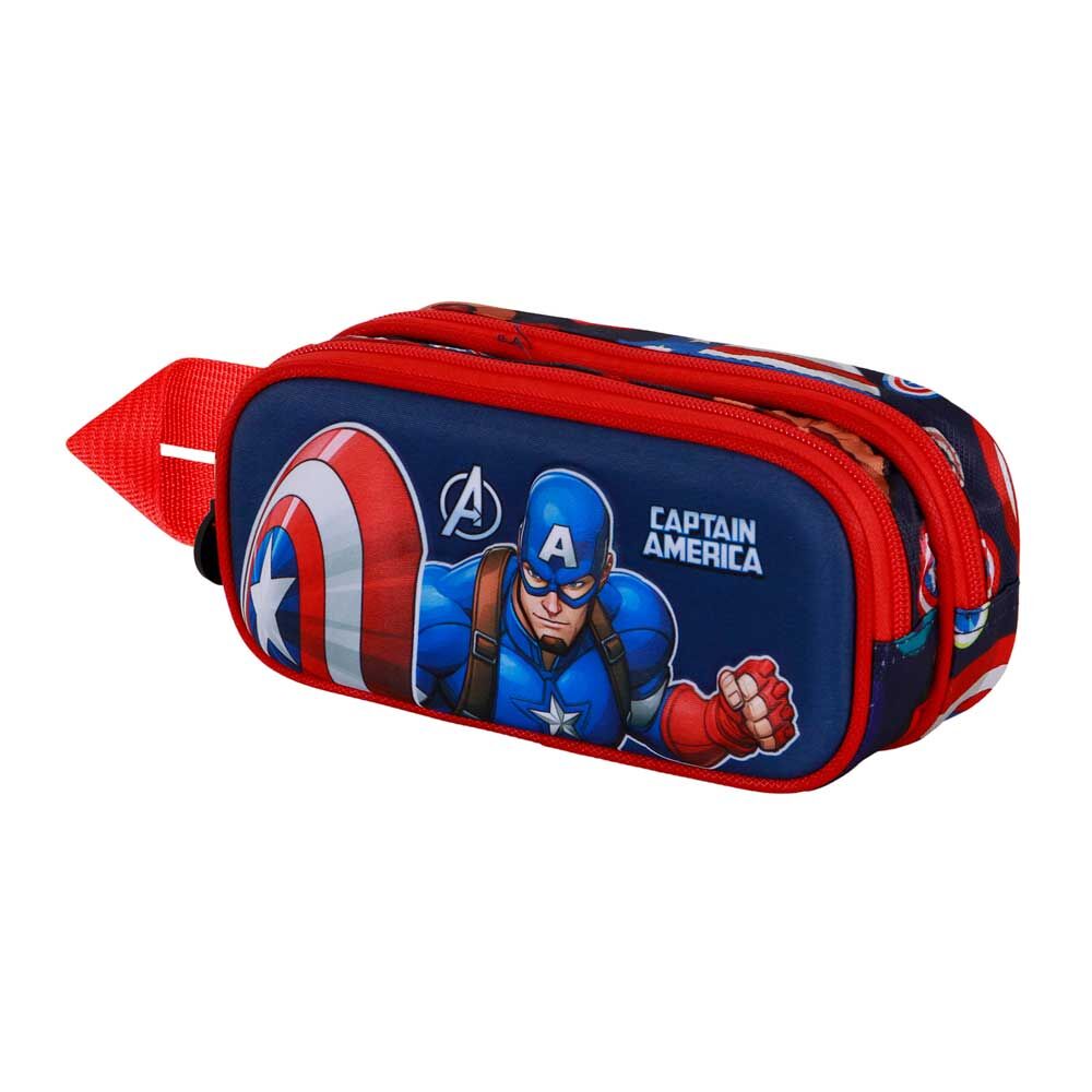 Portatodo 3D doble de Capitán América Marvel en rojo y azul