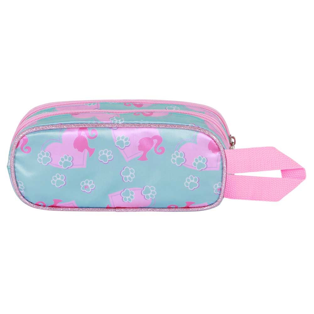 Portatodo doble Barbie Pets rosa y turquesa con relieve y dos cremalleras - 2