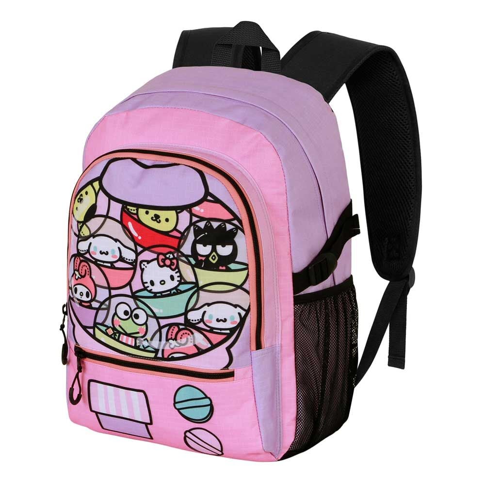Mochila rosa y lila Hello Kitty Gashapon con bolsillos