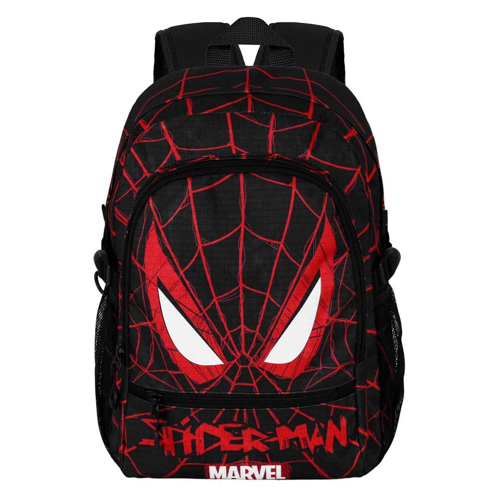 Mochila negra de Spider-Man Marvel con telarañas rojas y bolsillos exteriores - 4