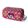 Portatodo triple rosa de Minnie Disney con lunares y tres cremalleras