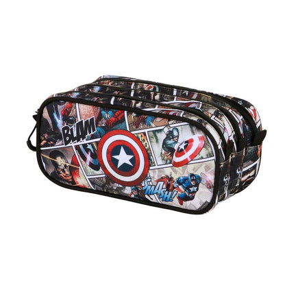 Portatodo triple de Capitán América Marvel con diseño de cómic