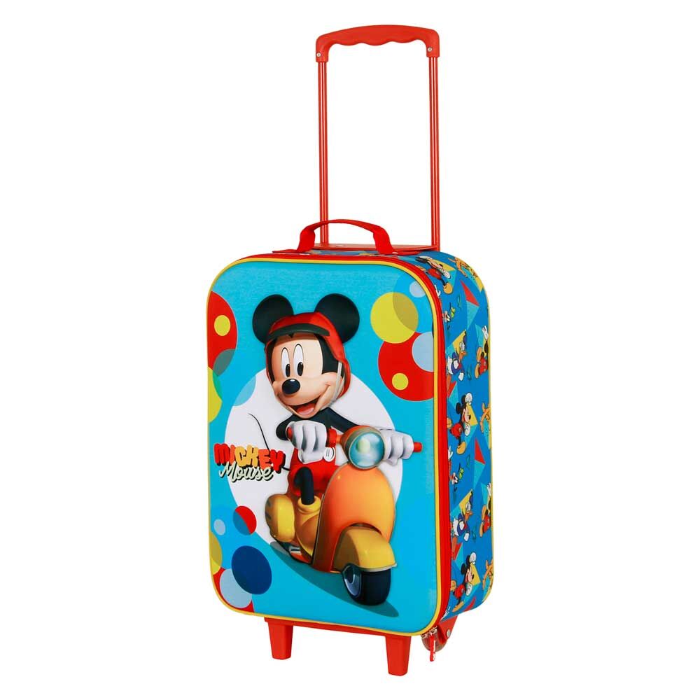 Maleta trolley infantil de Mickey Mouse en scooter con diseño 3D