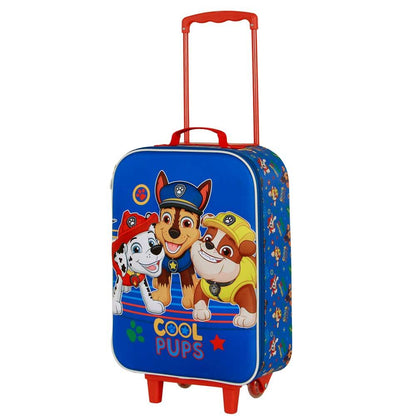 Maleta trolley infantil Paw Patrol azul con relieve frontal y asa roja