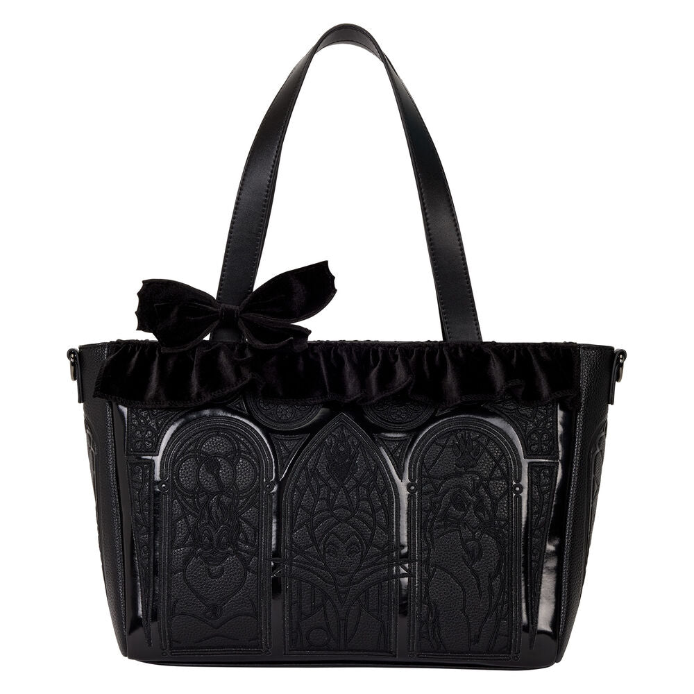 Bolso bandolera negro Loungefly de Villanas Disney con lazo y paneles ornamentales