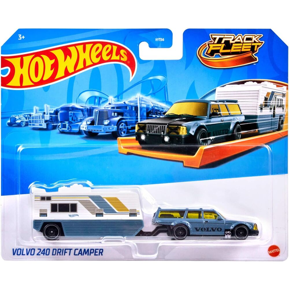 Camión de transporte Hot Wheels amarillo con remolque Fuel & Fire - 6