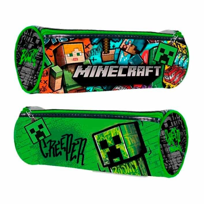 Portatodo Minecraft verde con Creeper, Steve y logotipo