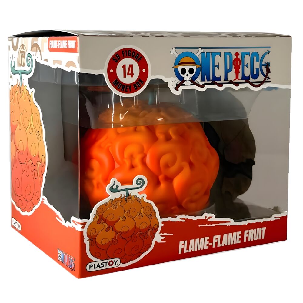 Figura hucha Flame-Flamen Fruit de One Piece naranja con relieves en espiral - 2