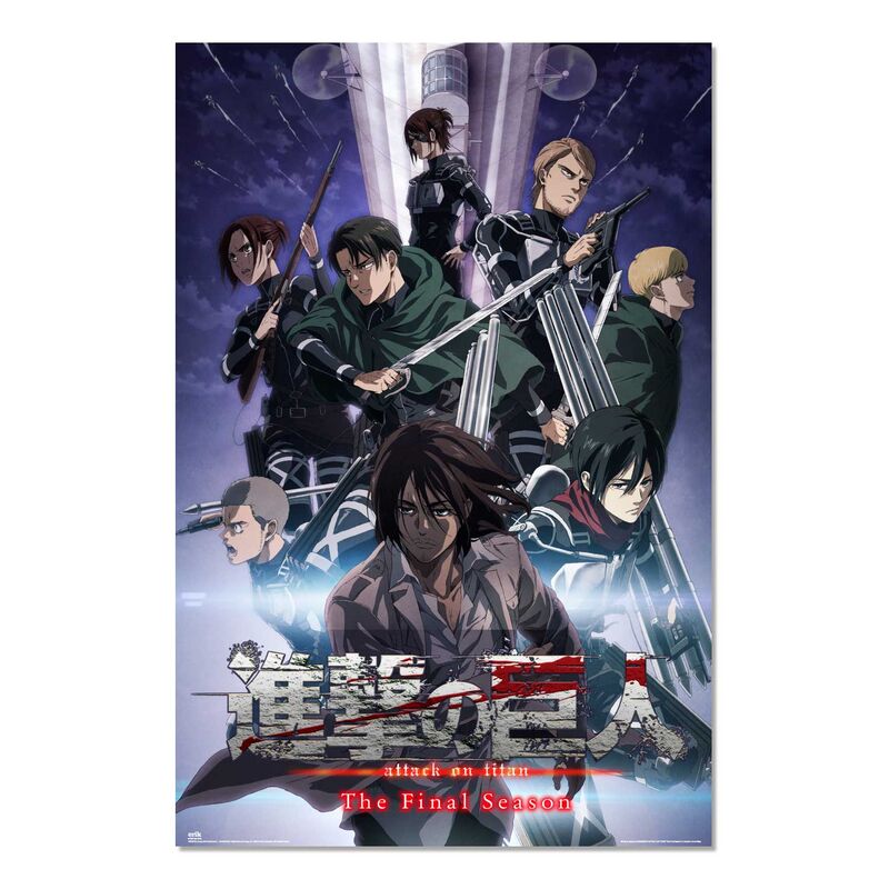 Póster vertical de Attack on Titan The Final Season con varios personajes